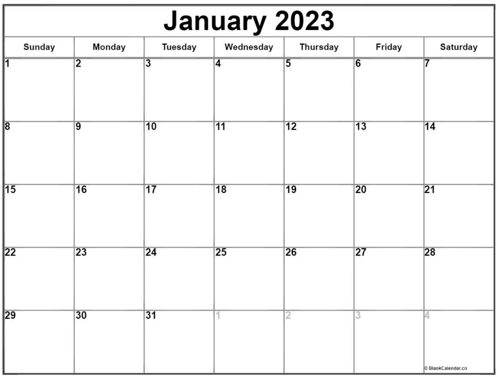 January Calendar – BlankCalendar.co
