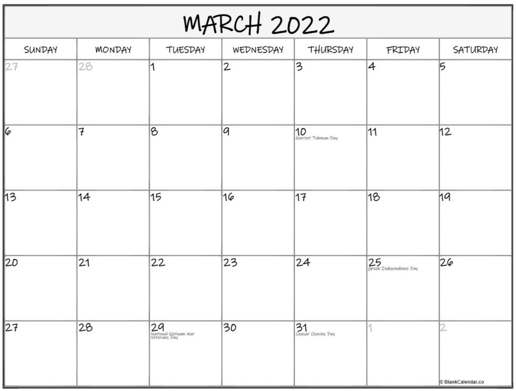 March-2022-calendar