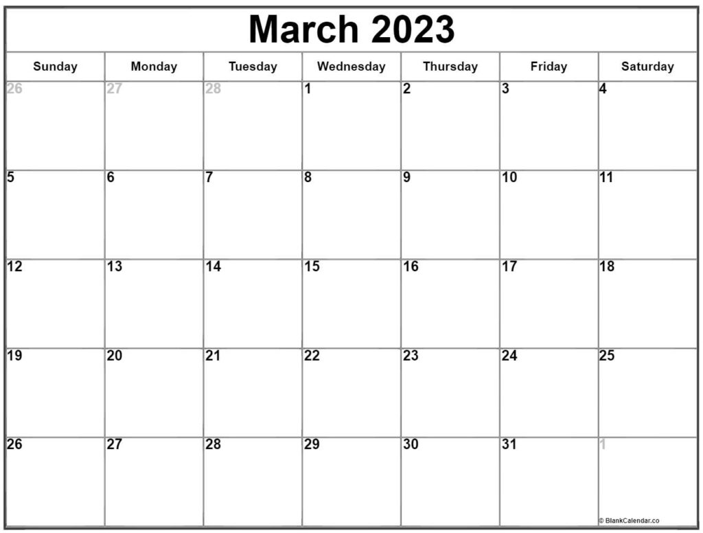 March 2023 calendar