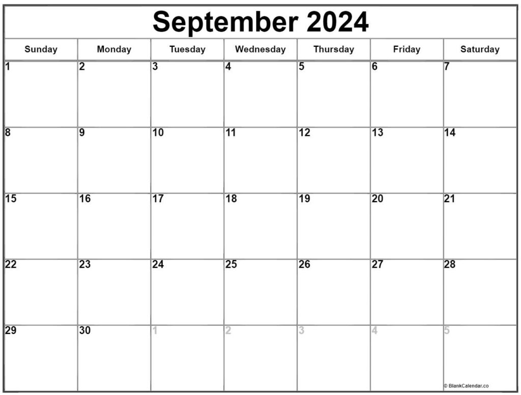 September 2024 printable calendar